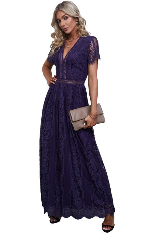 Élise Elegante Lang-Kleid mit offenen Details – Schickes kurzes Maxikleid